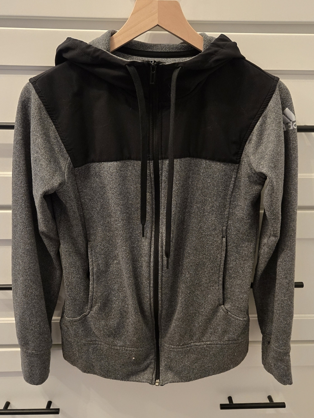 Adidas Gray and Black Zip-Up Hoodie